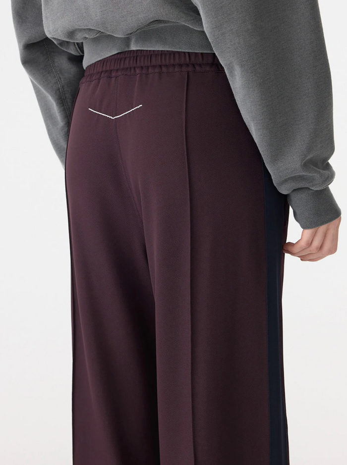 Bassike Twill Stripe Detail Pant - Dark Plum/Ink