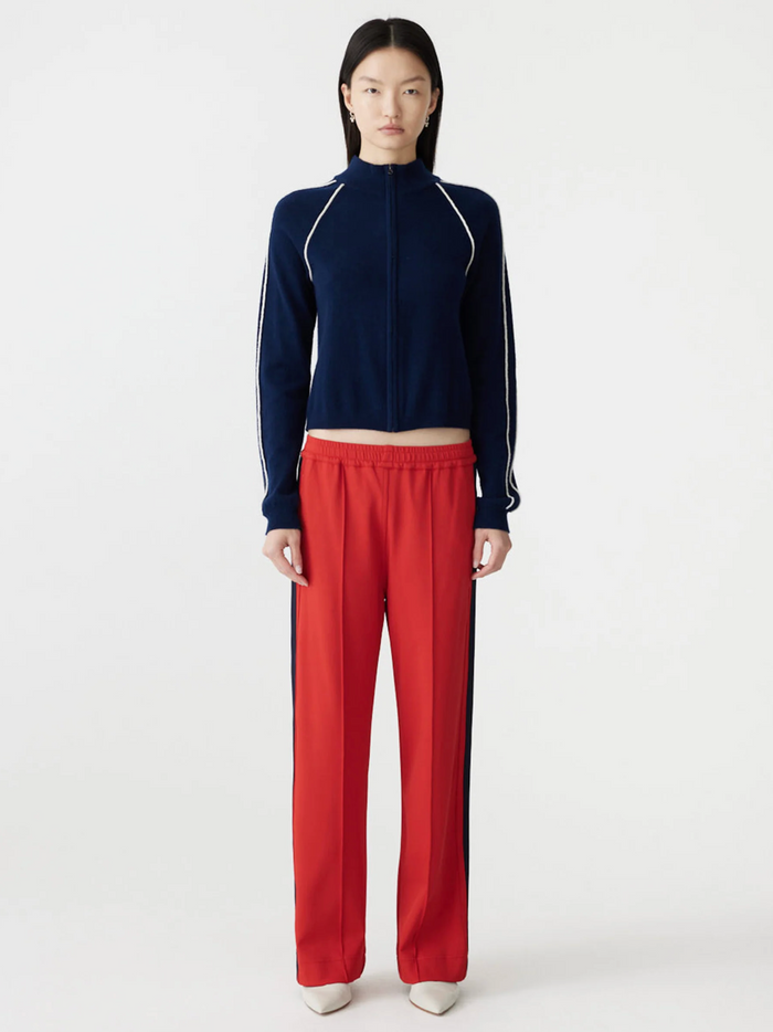 Bassike Twill Stripe Detail Pant - Tomato/Ink
