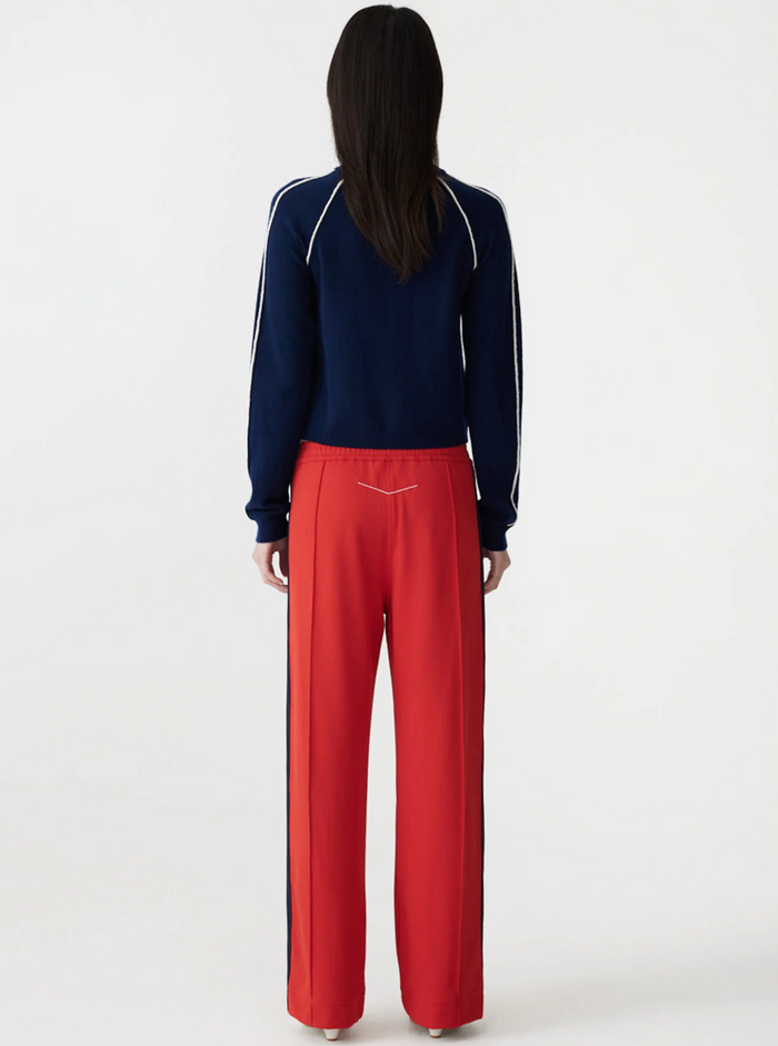 Bassike Twill Stripe Detail Pant - Tomato/Ink