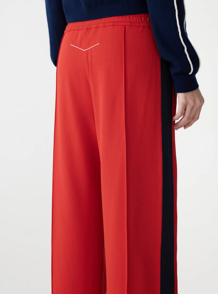 Bassike Twill Stripe Detail Pant - Tomato/Ink