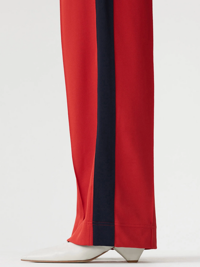 Bassike Twill Stripe Detail Pant - Tomato/Ink