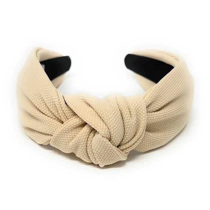 Beige Solid Color Top Knot Headband - Greige Goods