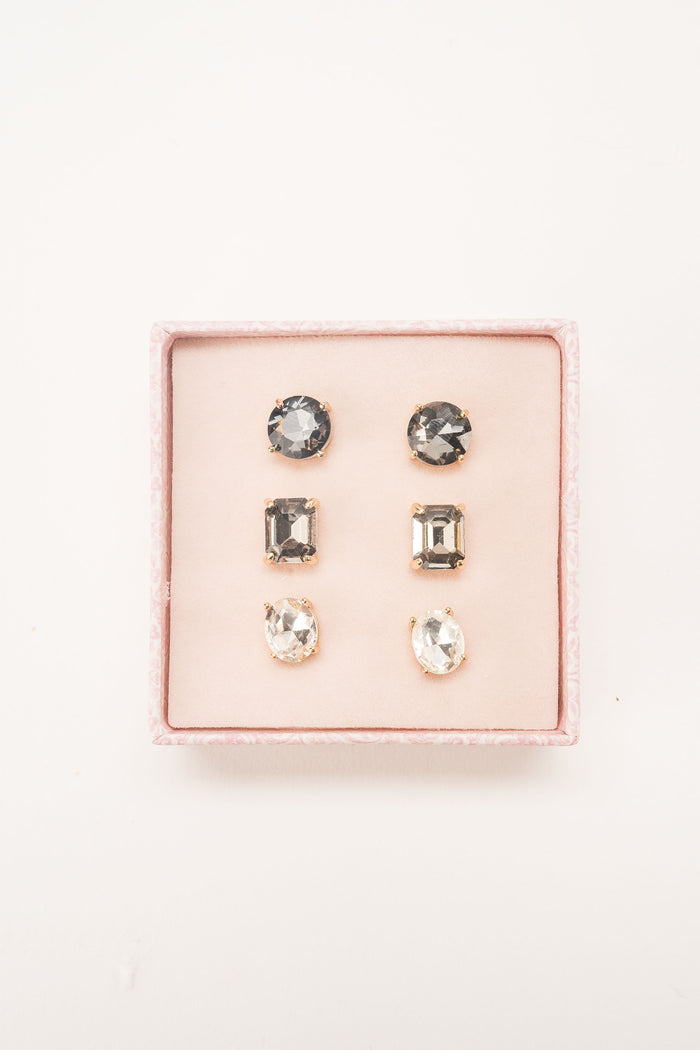 Bella Boxed Earring Trio - Greige Goods