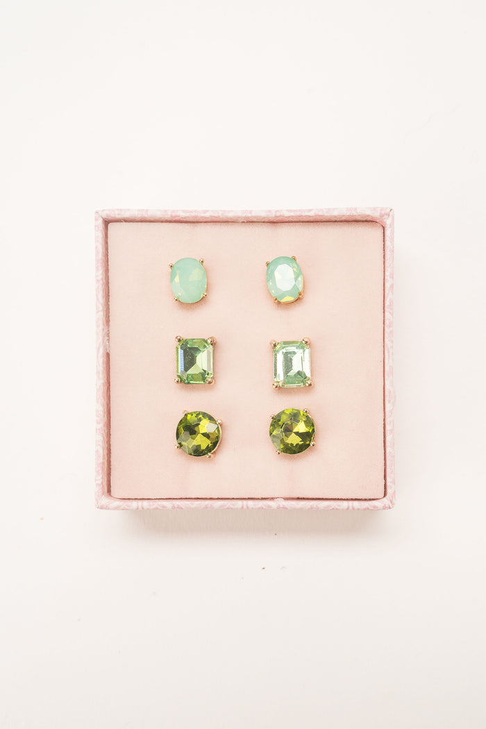 Bella Boxed Earring Trio - Greige Goods