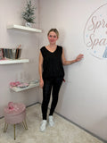 Black Sequin Sparkle V Neck Vest Knit Jumper