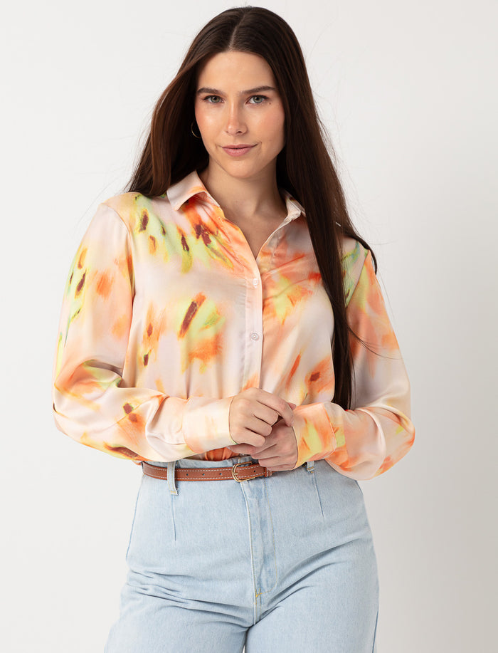 Blouse satinée à motifs