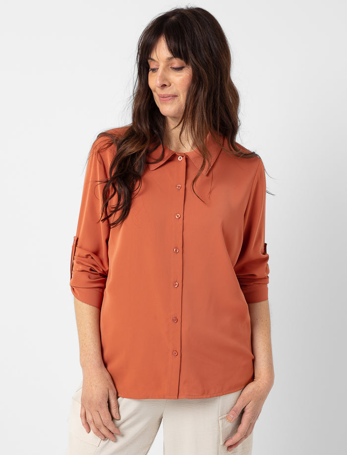 Blouse unie à manches longues