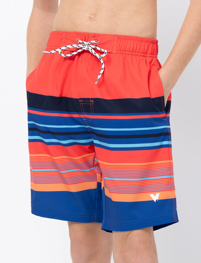 Boardshort à rayures à taille élastique