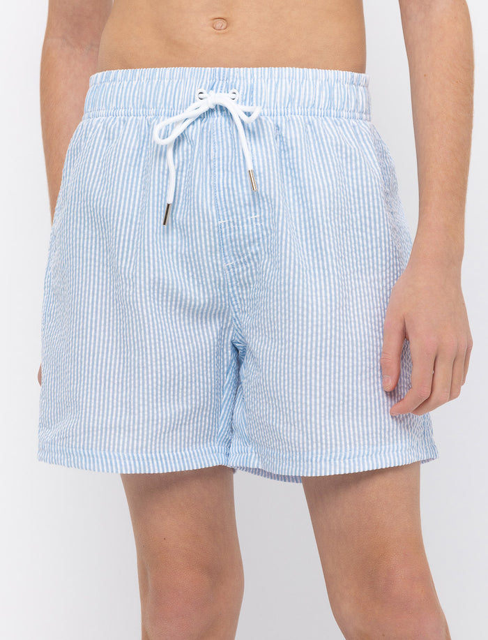 Boardshort à rayures à taille élastique