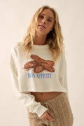 Bon Appetit Baguette Cropped Thermal Graphic Top - ShopPromesa