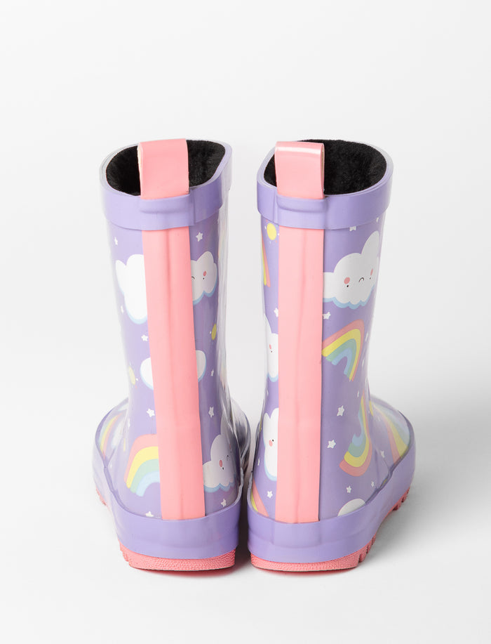 Bottes de pluie doublées arc-en-ciel - petite fille