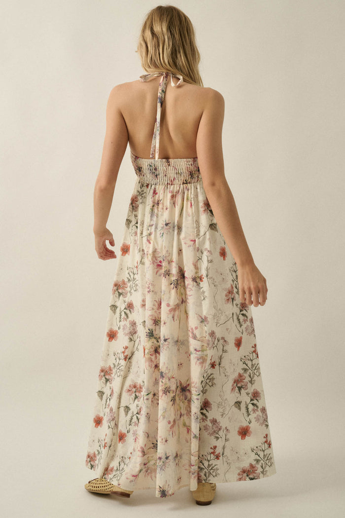 Bouquet by Me Floral-Print Smocked Halter Maxi Dress - ShopPromesa