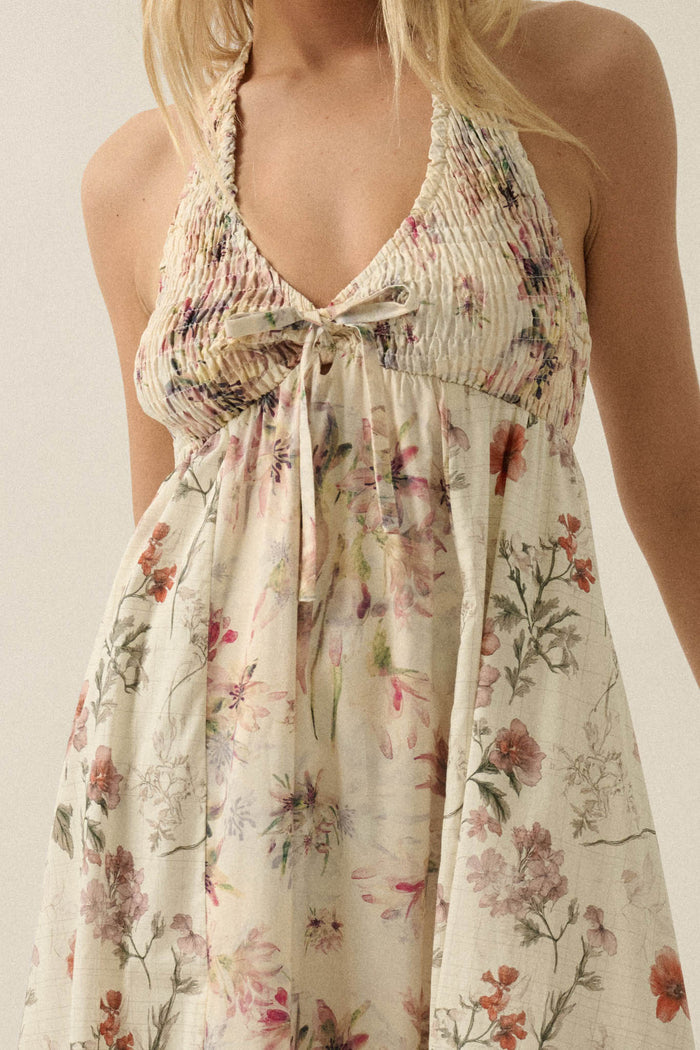 Bouquet by Me Floral-Print Smocked Halter Maxi Dress - ShopPromesa