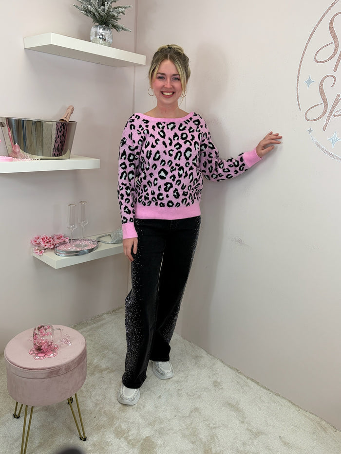 Bow Back Leopard Print Jumper