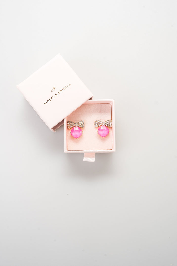 Bow Tie Crystal Post Earring - Greige Goods