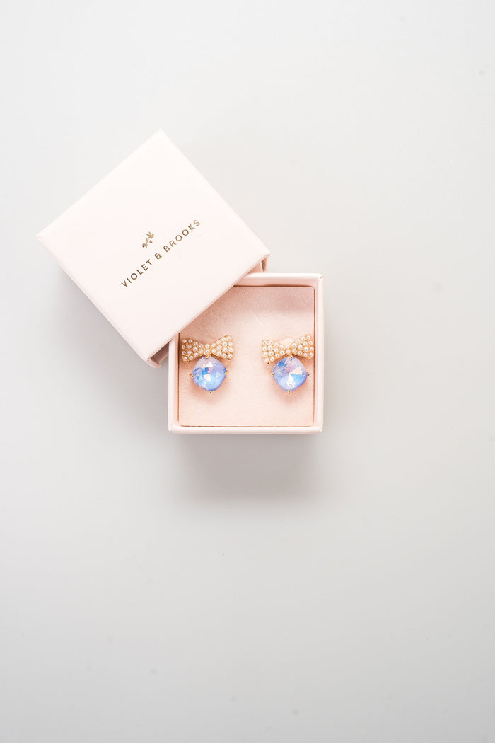 Bow Tie Crystal Post Earring - Greige Goods