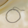 Brazalete Cadena de Cuerda & Bolitas Plateado
