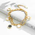 Brazalete Dorado Círculos Blancos & Negros