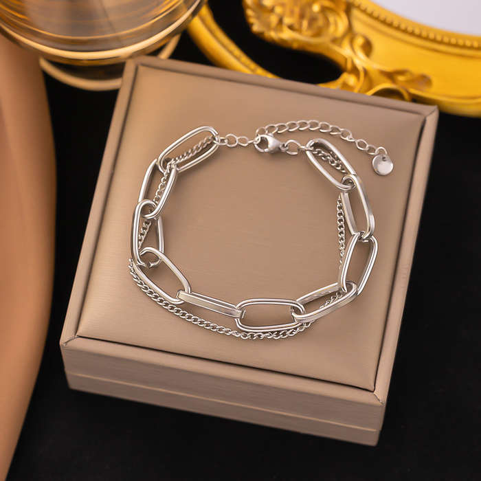 Brazalete Eslabones Grandes Plateados