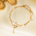 Brazalete Mariposa Blanca & Cuentas Blancas