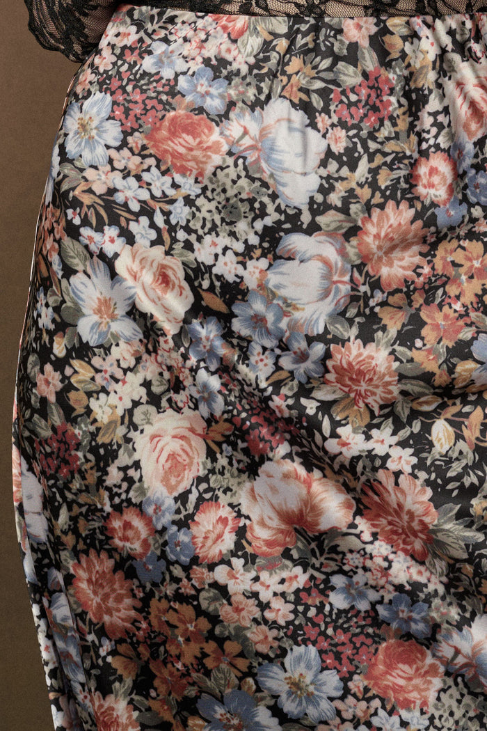 Bright Blooms Floral Satin Elastic-Waist Maxi Skirt - ShopPromesa