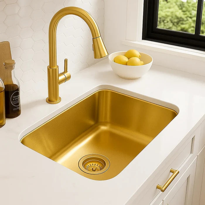 Brushed Gold Basket Strainer Set for 3-1/2" Drain Openings