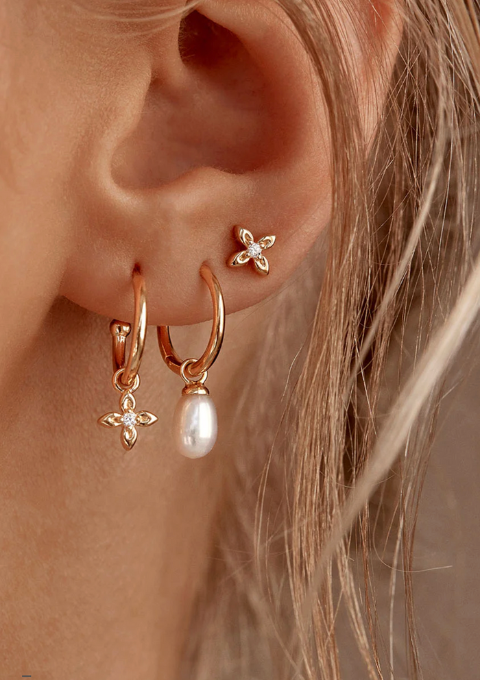 By Charlotte 18k Gold Vermeil Live in Peace Hoop Earrings