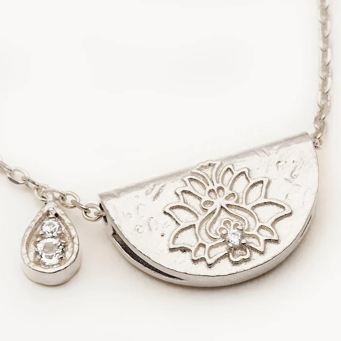 By Charlotte Lotus Birthstone Necklace April White Topaz