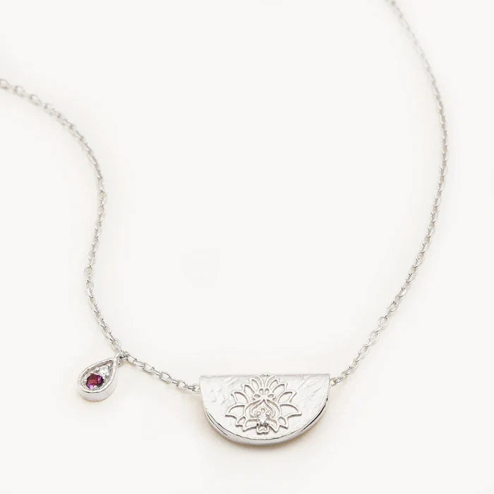 By Charlotte Lotus Birthstone Necklace February Amethyst