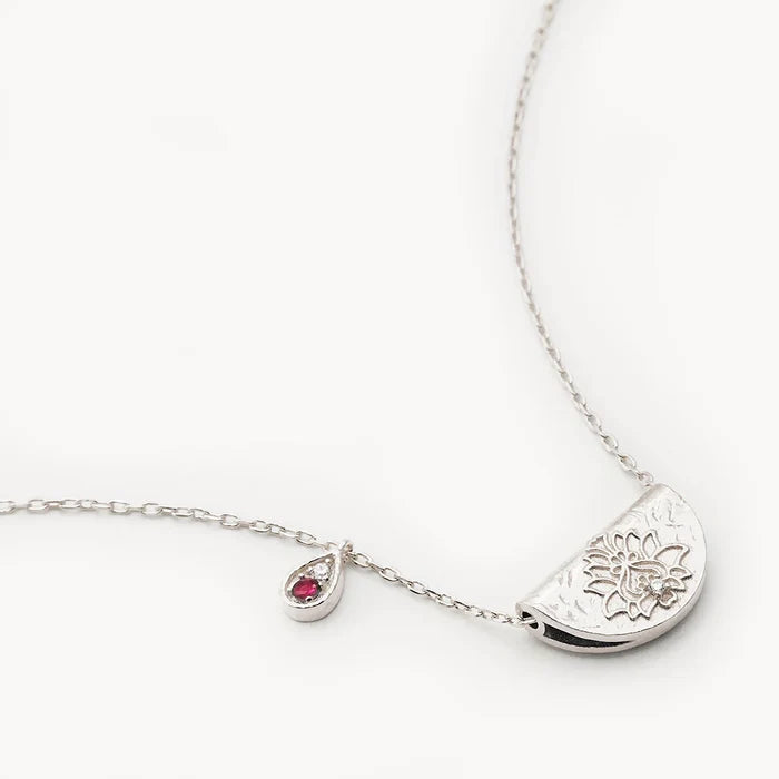 By Charlotte Lotus Birthstone Necklace July Ruby