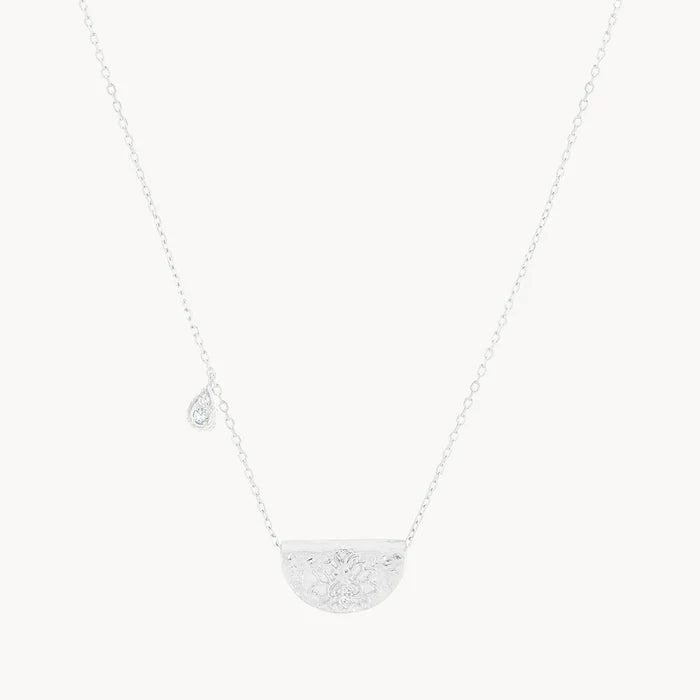 By Charlotte Lotus Birthstone Necklace March Aquamarine