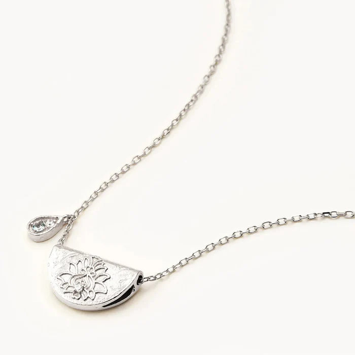 By Charlotte Lotus Birthstone Necklace March Aquamarine