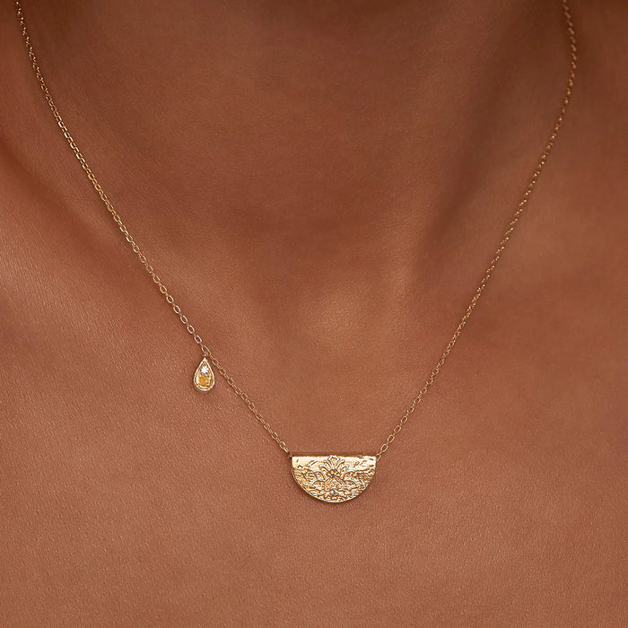 By Charlotte Lotus Birthstone Necklace November Citrine