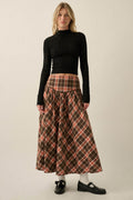 Cabin Couture Plaid Drop-Waist A-Line Maxi Skirt - ShopPromesa