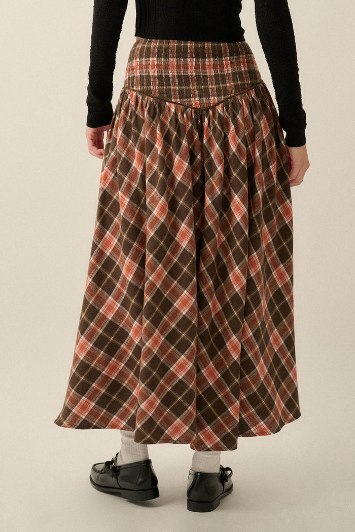 Cabin Couture Plaid Drop-Waist A-Line Maxi Skirt - ShopPromesa