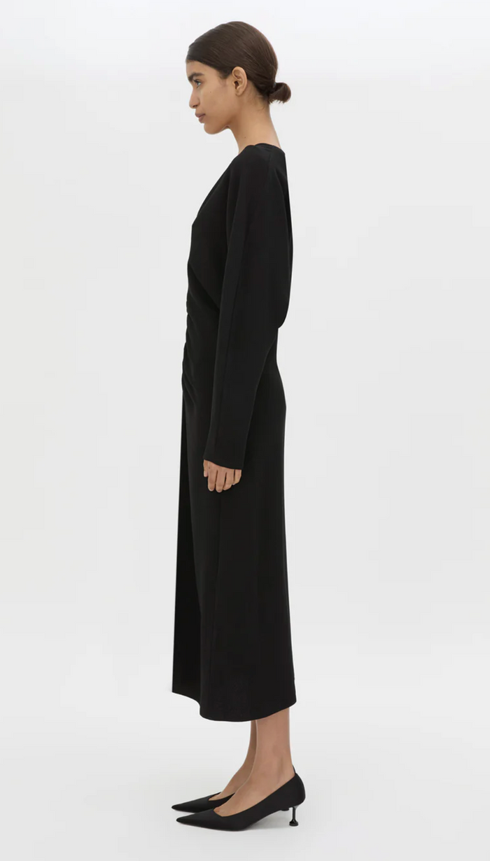 Camilla and Marc Dune Draped Waist Midi Dress - Black