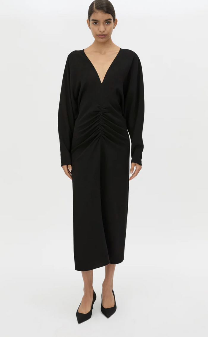 Camilla and Marc Dune Draped Waist Midi Dress - Black