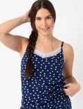 Camisole de pyjama col en V dentelle imprimé cœur