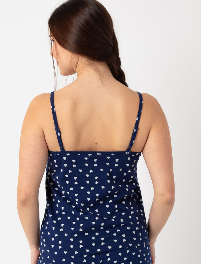 Camisole de pyjama col en V dentelle imprimé cœur