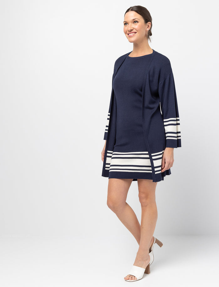 Cardigan à manches 3/4 à rayures