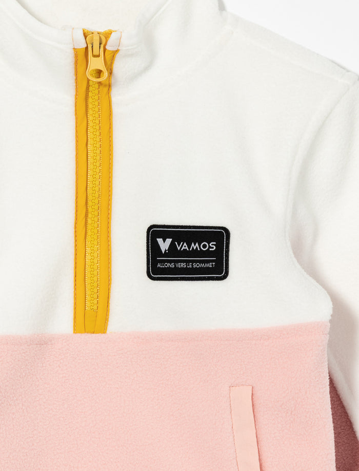 Chandail en polar deux tons à demi-zip - bébé fille