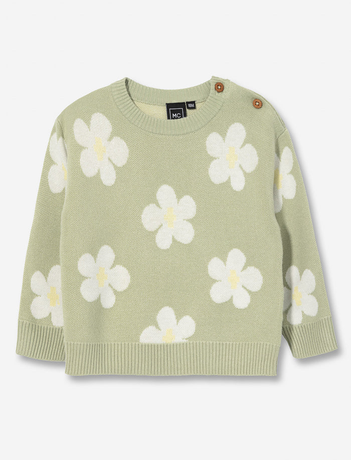 Chandail en tricot à fleurs - bébé fille