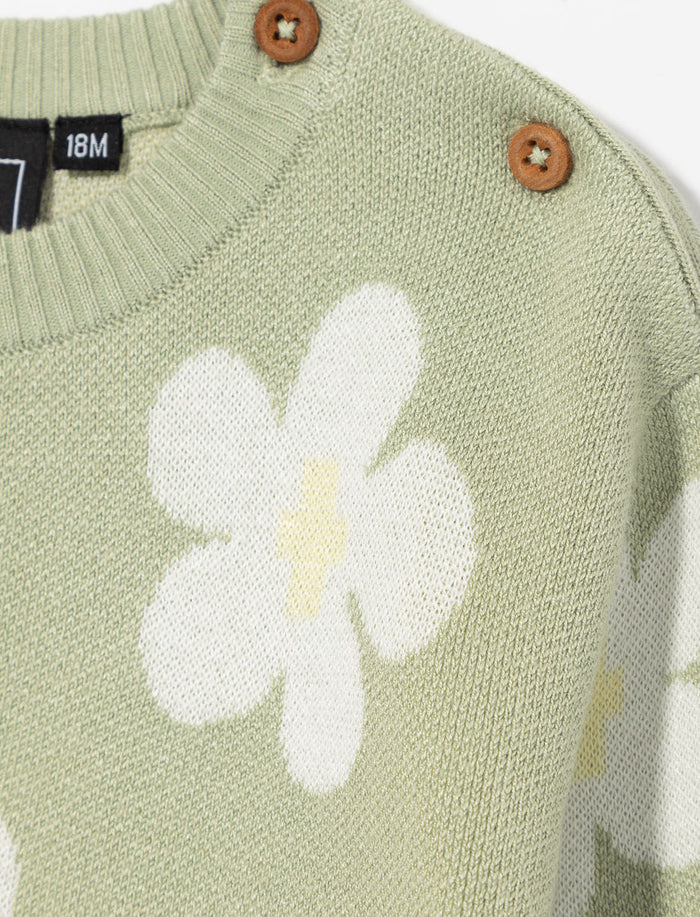 Chandail en tricot à fleurs - bébé fille
