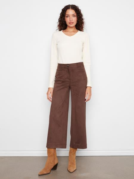 Charlie B Crop Wide Leg Pant in Coffee