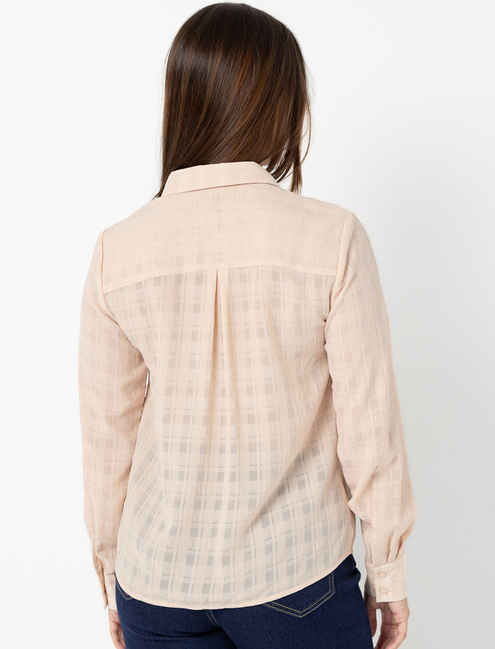 Chemise à carreaux semi-transparente