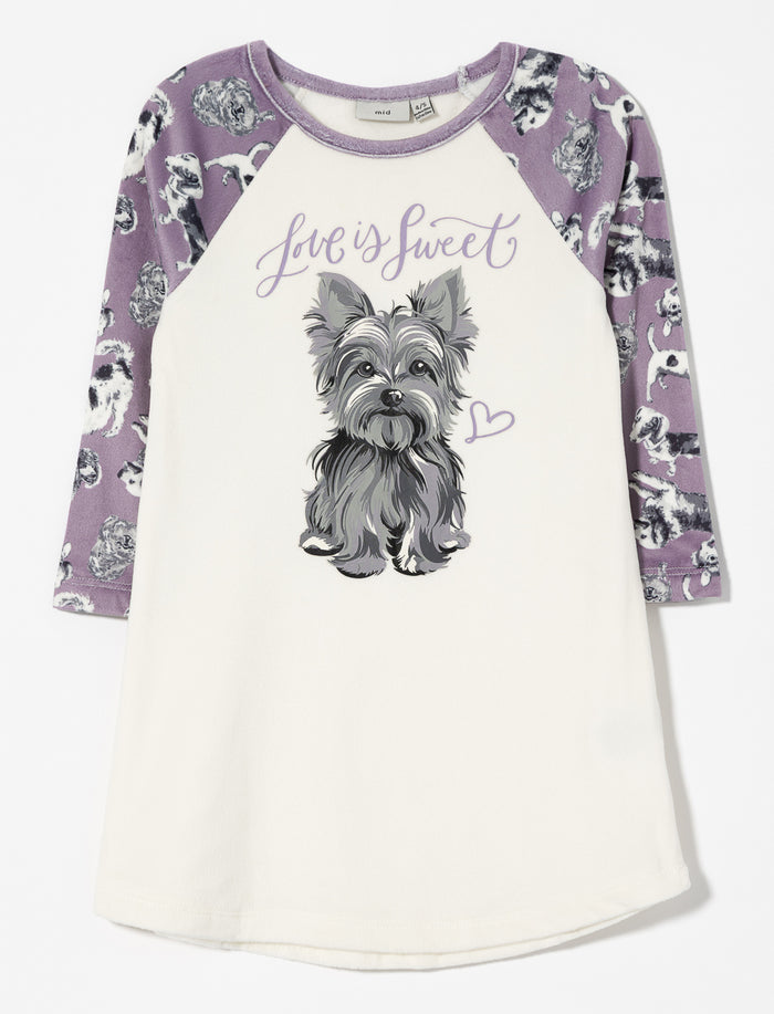 Chemise de nuit à imprimé chien - petite fille