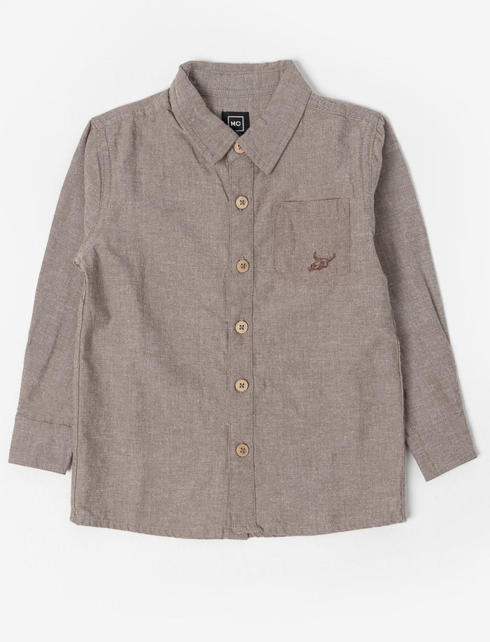 Chemise effet lin avec poche - petit garçon