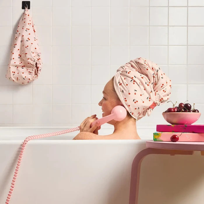 Cherry Print Hair Towel - Greige Goods