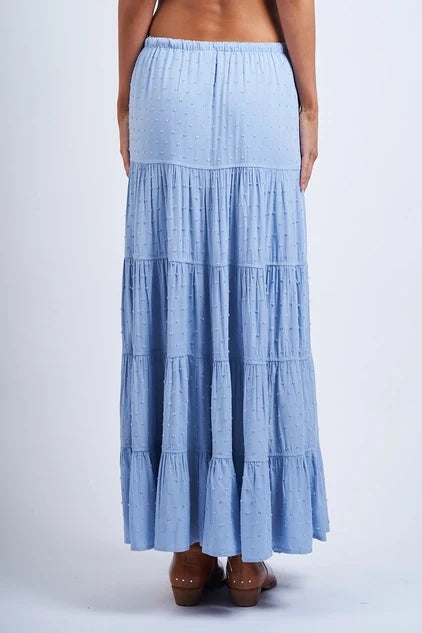 Clip Dot Tiered Flare Midi Skirt - Greige Goods