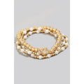 Clover Charm & Pearl Beaded Bracelet Set - Greige Goods